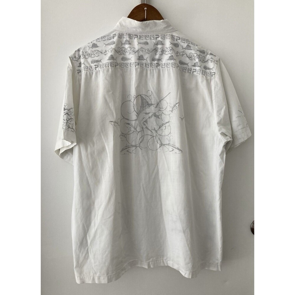 Pelagic Mens Shirt Extra Large Button Up Reverse Print Camp Marlin Fish Resort